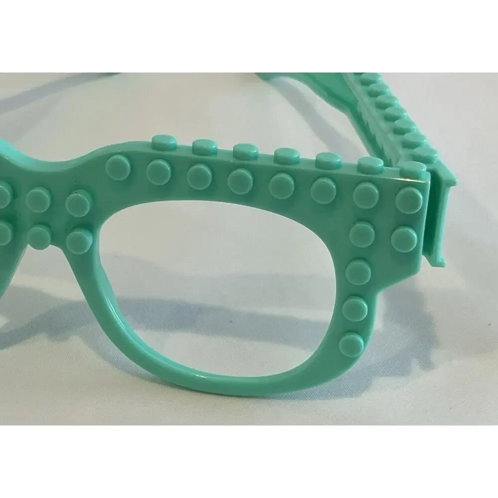 Lego Building Block Style Novelty Glasses For Kids Light Blue Plastic Frame
